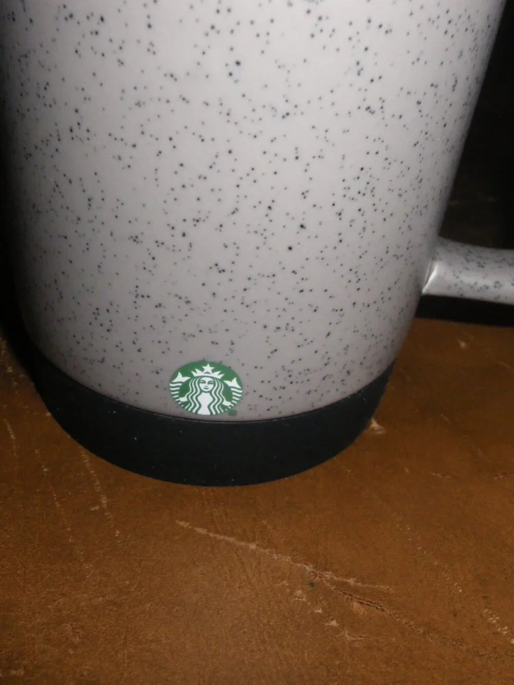 2021 Starbucks Gray Speckle Ceramic Travel Coffee Mug Black Rubber Bottom 14oz